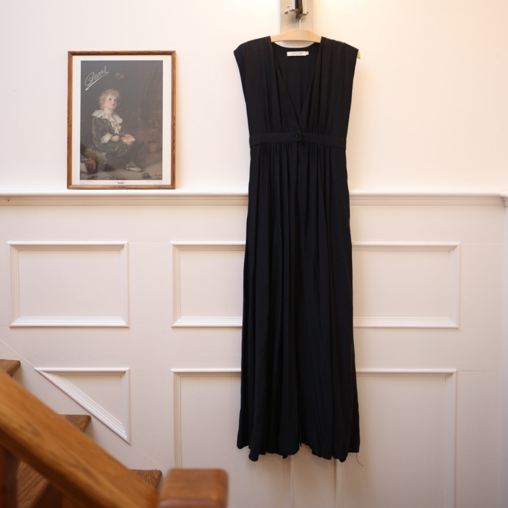 Christy Dawn 100% Silk Maxi Dress | Black | XS | Deadstock